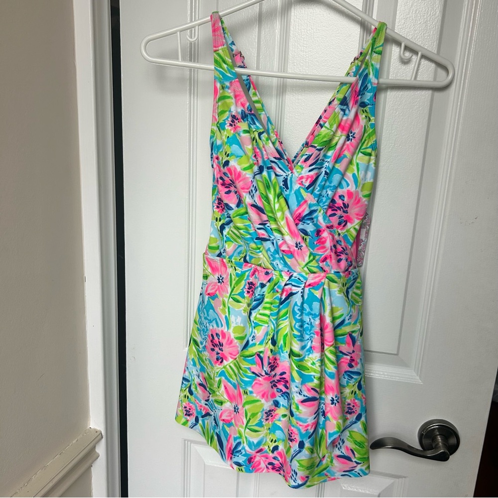 Stella Parker Tummy Toner One Piece Swimsuit Dress Multi Waterlily
